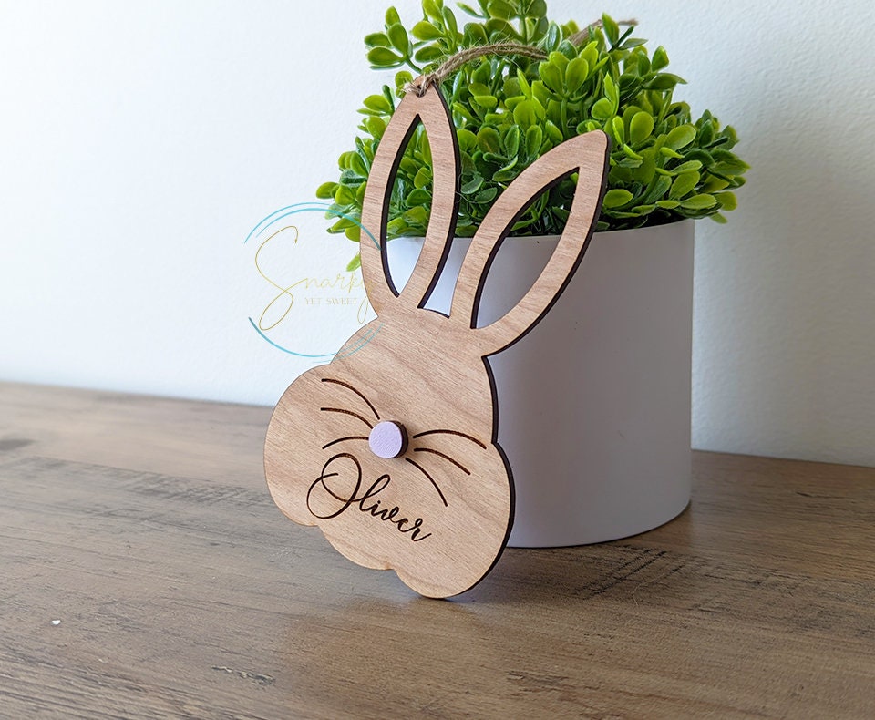 Easter basket name tags, wood Easter basket tags, wood engraved Easter tags, personalized Easter basket name tags, engraved Easter tags