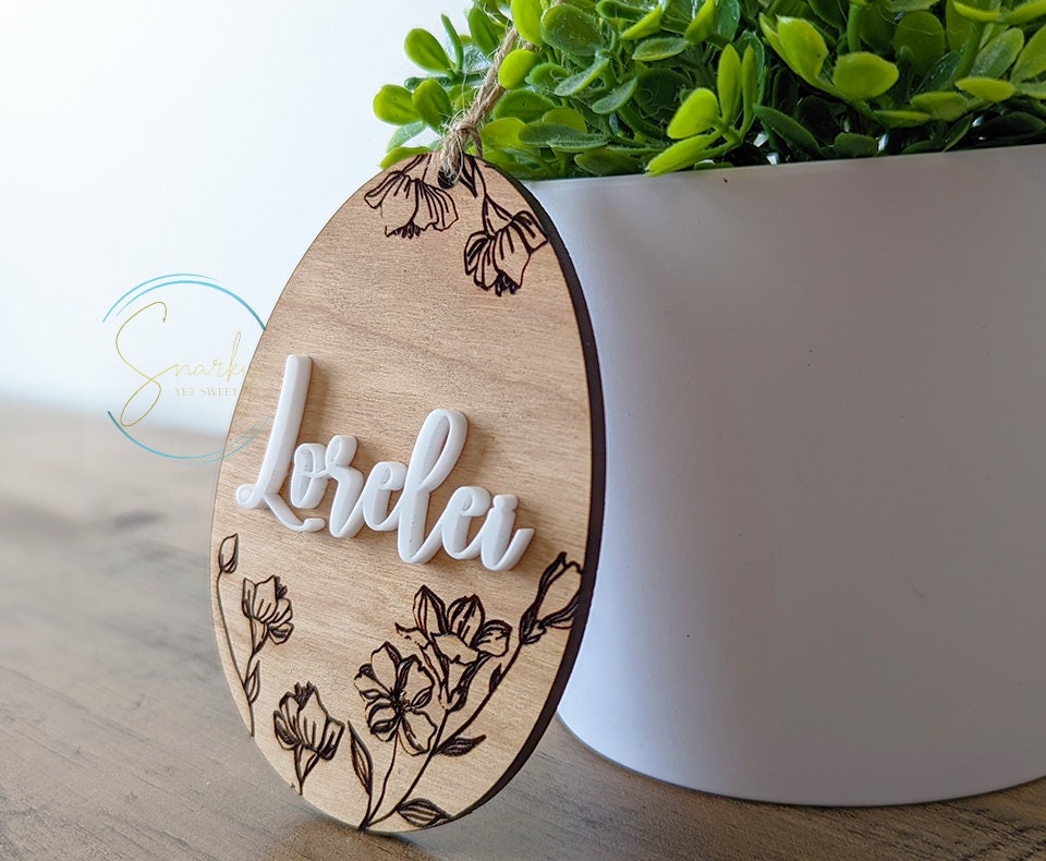 Easter basket name tags, wood Easter basket tags, wood engraved Easter tags, personalized Easter basket name tags, engraved Easter tags